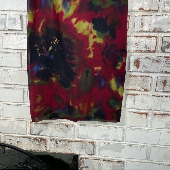 Liz Claiborne Petite Color Bleed Green Pink Black Tie Dye Wrap Midi Skirt Size 2 - Picture 7 of 11